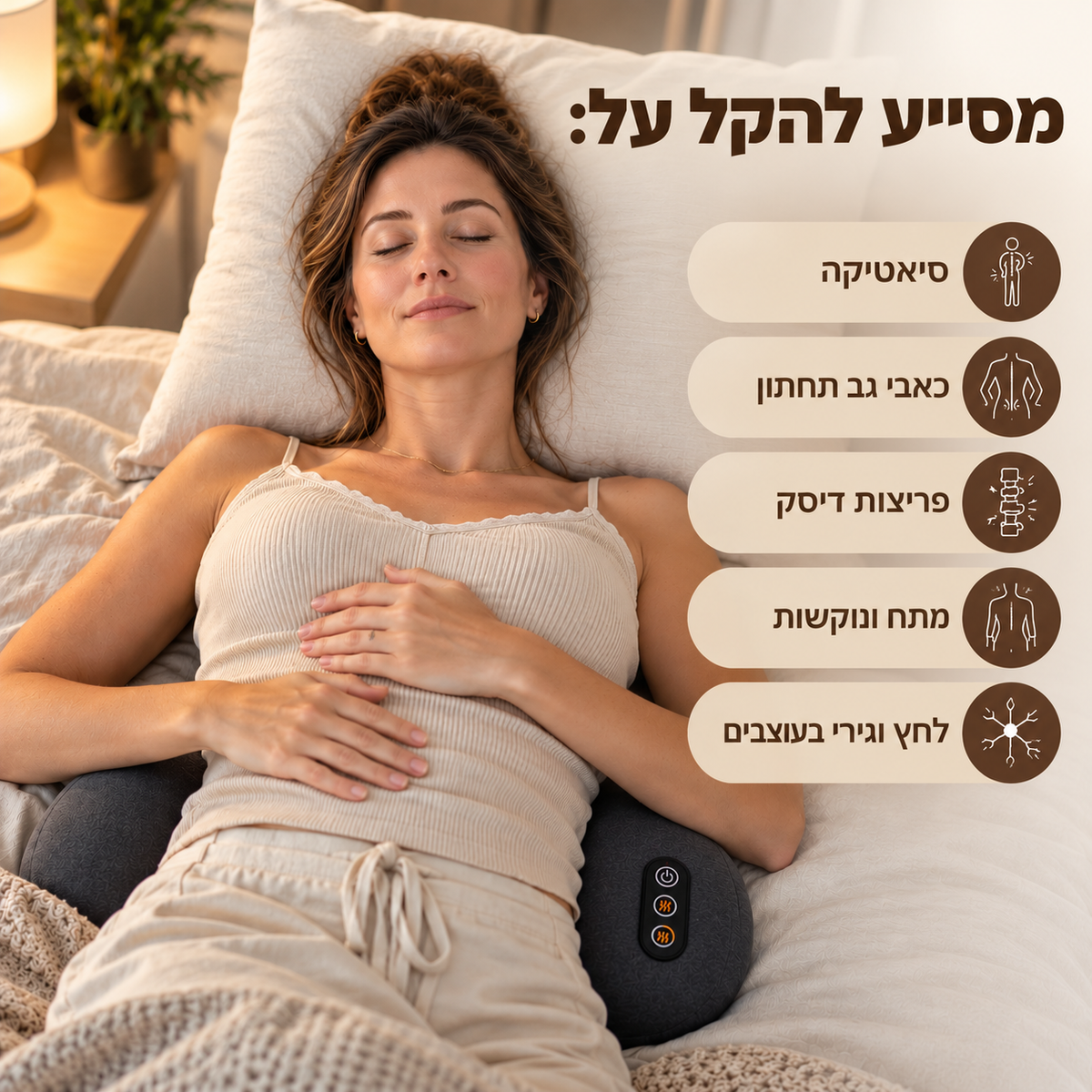 Spinely™ – כרית עיסוי עמוק להקלה על כאבי גב תחתון